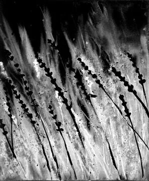 Abstract grass in the wind. Gray, black and white colors. Monochrome background Stock Illustration