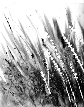 Abstract grass in the wind. Gray, black and white colors. Monochrome background Stock Illustration