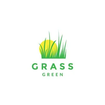 Abstract grass with yellow sun logo symbol icon vector graphic design illus.. Illustration