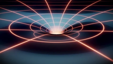 Abstract gravity well with glowing red grid lines Stock Footage 332301466