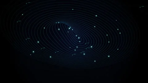 Abstract gravity well simulation with blue neon grid lines and data on blac.. Stock Footage 345041306