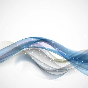 Abstract Gray and Blue Wave on Light Background. Vector Illustra Stock Illustration