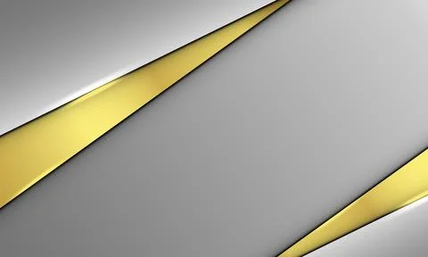 Abstract gray and gold triangle overlapping layer with shadow on black 스톡 일러스트
