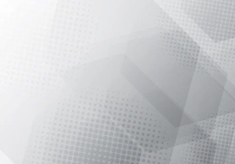 Abstract gray and white geometric hexagons overlapping background with radial Stock Illustration