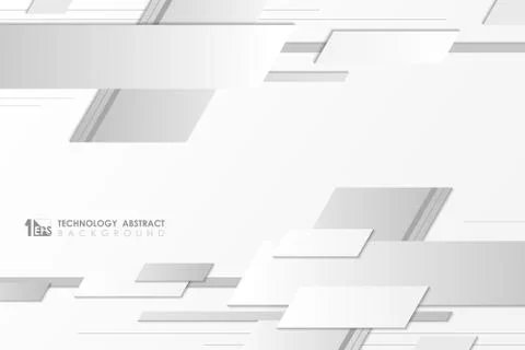 Abstract gray and white tech cover geometric design. Stock Illustration