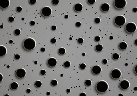 Abstract gray background with black circles and dots minimalist pattern tex.. Stock Illustration