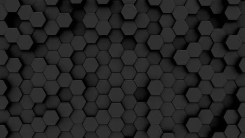 Abstract gray background of moving primitives with six angles 3d illustration Illustrazione stock