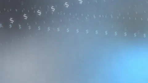 Abstract gray blue gradient background with floating glowing dollar symbols Stock Footage 341857123