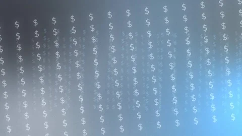 Abstract gray blue gradient background filled with glowing dollar symbols Stock Footage 341857135