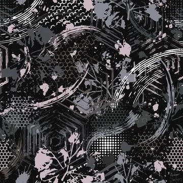 Abstract gray camo pattern with smudges of paint Stock Illustration