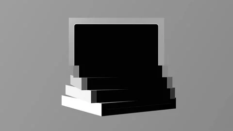 Abstract gray cube with black frame on the inside. Stock Footage 196367081