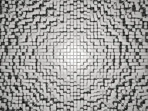 Abstract Gray Cube Blocks Wall Background. 3d Render Illustration Stock Illustration