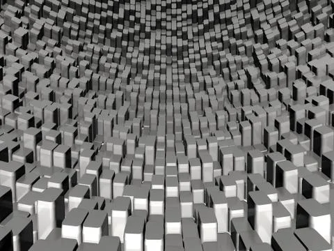 Abstract Gray Cube Blocks Wall Background. 3d Render Illustration Stock Illustration