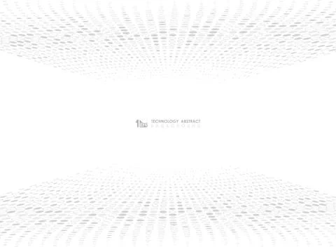 Abstract gray dot circle pattern design of technology on white background. Stockillustratie