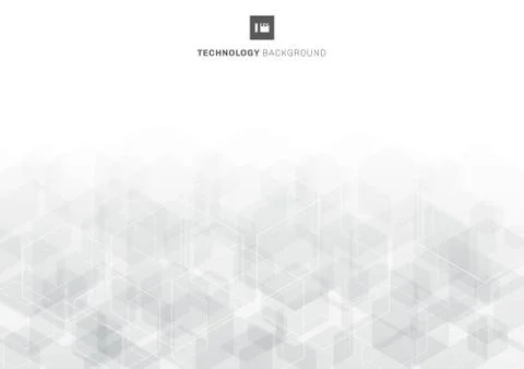 Abstract gray hexagons overlapping pattern on white background technology con Stock Illustration
