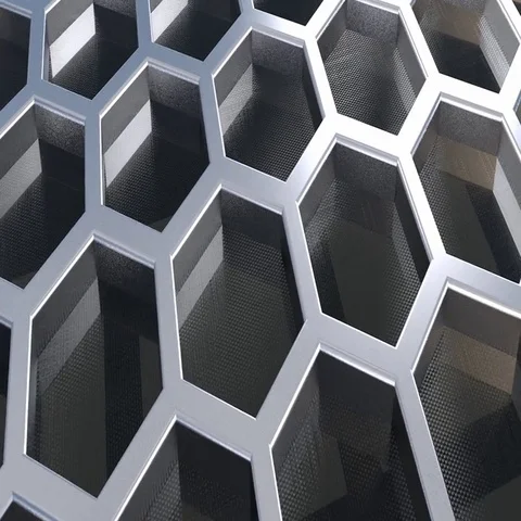 Abstract gray honeycomb/hexagon pattern on ceiling. Background or wallpaper. Stock Footage 69514709