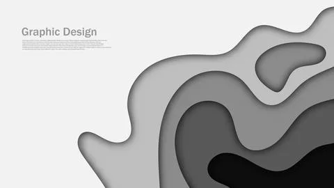 Abstract gray papercut background with text, creative cutout backdrop Stock Illustration