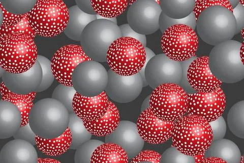 Abstract Gray Red Balls 3D Seamless Illustration Illustrazione stock