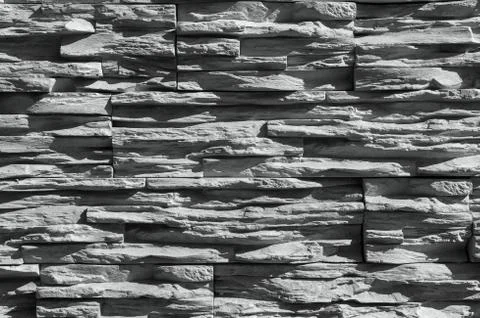 Abstract gray slate pattern stone block wall texture for background and Stock Photos