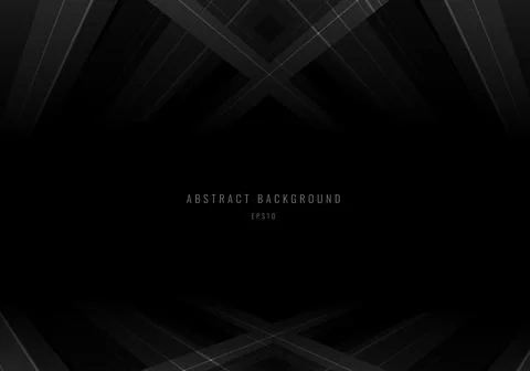 Abstract gray stripes with lines perspective on black background Stock Illustration