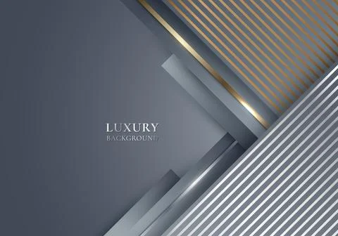 Abstract gray stripes triangles shapes with shiny golden and silver lines on Stock Illustration