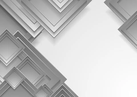 Abstract gray tech geometric squares on white background Stock Illustration