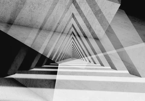 Abstract gray triangular tunnel 3d Stock Illustration