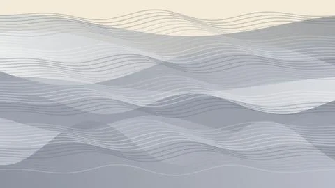 Abstract gray waves on smooth surface with gentle curves Stock Illustration