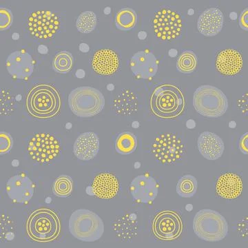 Abstract gray yellow seamless vector pattern in the scandinavian style Stock Illustration