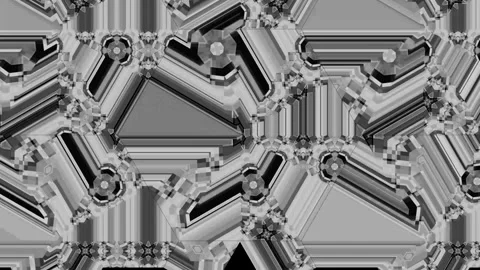 Abstract grayscale geometric kaleidoscope pattern Stock Footage 310789919
