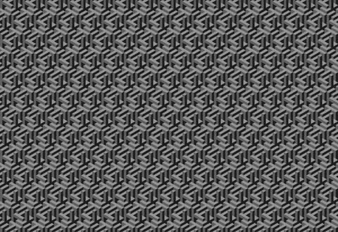 Abstract grayscale geometric pattern.  Intricate 3D illusion creates a comp.. Stock Illustration