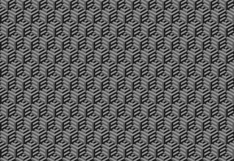 Abstract grayscale geometric pattern.  Repeating isometric cubes create a s.. Stock Illustration