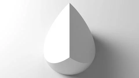 Abstract grayscale image featuring a single, smooth abstract teardrop, 3d r.. Stock Photos