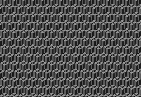 Abstract grayscale isometric pattern.  Repeating geometric design featuring.. Illustrazione stock