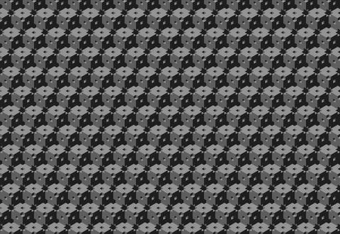 Abstract grayscale pattern of interlocking cubes creates a mesmerizing, geo.. Stock Illustration