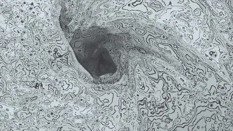 Abstract Grayscale Topographic Line Pattern Background Texture Stock Footage 341875400