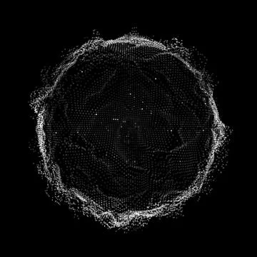 Abstract grayscale vector mesh background. Point array. Ring of glowing point Ilustración de archivo