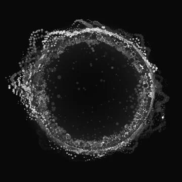 Abstract grayscale vector mesh background. Point array. Ring of glowing point Ilustración de archivo