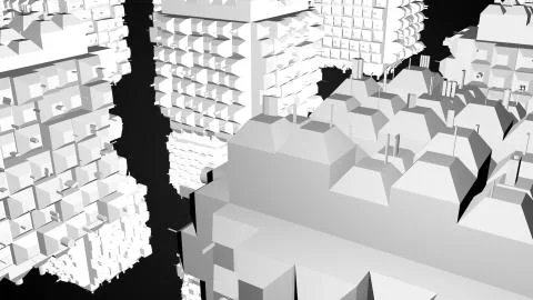 Abstract greeble cubes surface on black background. 3d rendering Stock Illustration