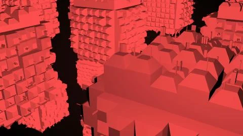 Abstract greeble cubes surface on black background. 3d rendering Stock Illustration
