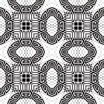 Abstract greek vector seamless pattern. Geometric tribal ethnic dotted backgr Stock Illustration