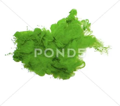 Abstract of green acrylic paint in water.. Stock Photos