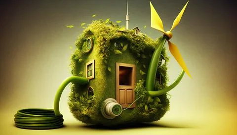 Abstract Green alternative energy. Generated AI. 스톡 일러스트