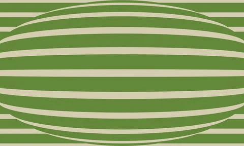 Abstract green and beige horizontal striped pattern with a central spherica.. Ilustración de archivo