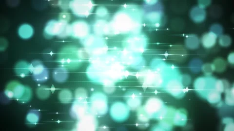Abstract green and blue background with a glowing bokeh effect, sparkling stars Video stock 329549418