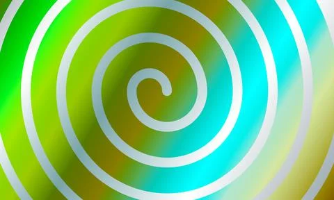 Abstract green and blue gradient background with white spiral line pattern.  Stock Illustration