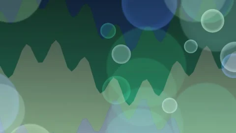 Abstract Green and Blue Zigzag Waves with Floating Bokeh Bubbles Stock Footage 336268297