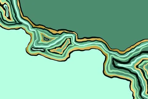 Abstract green and gold pattern. Agate slice ripple texture imitation. Vector Illustrazione stock