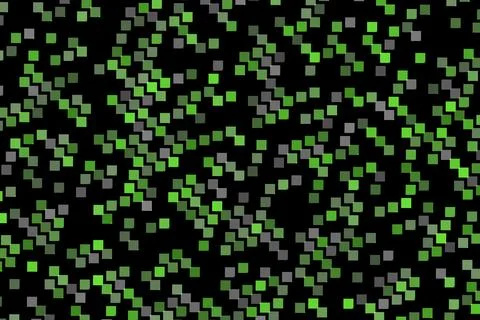 Abstract green and gray pixel pattern on black background Stock Illustration