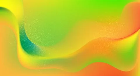 Abstract green and orange liquid wavy shapes futuristic grainy background Stock Illustration